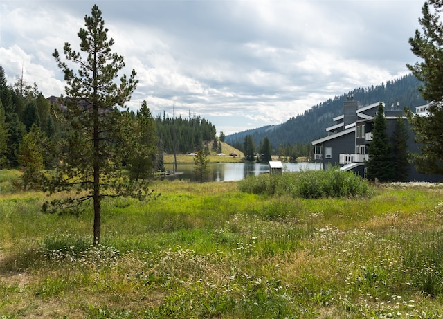 view of yard with a water view