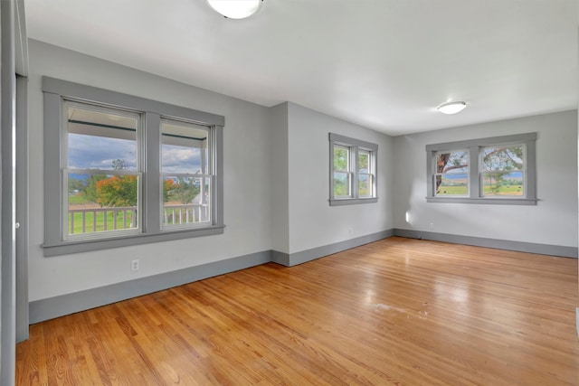 spare room featuring light hardwood / wood-style flooring