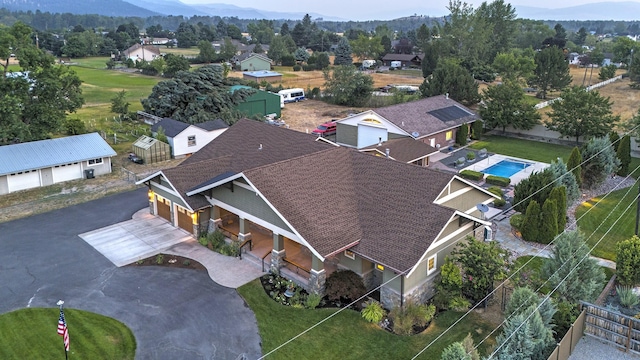 bird's eye view featuring a mountain view