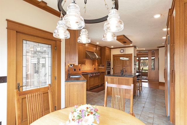 dining room featuring light tile patterned floors and recessed lighting