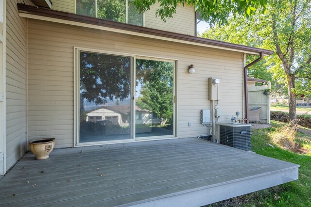 wooden terrace featuring central AC