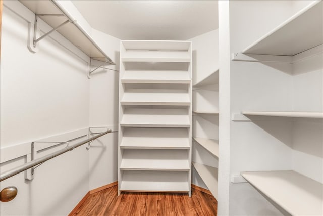 walk in closet featuring wood finished floors