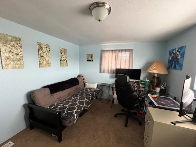 carpeted home office with visible vents