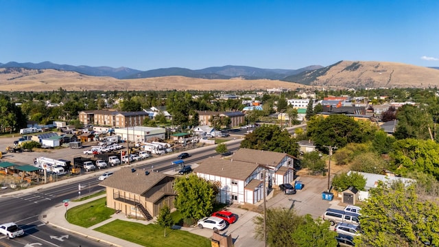 drone / aerial view with a mountain view