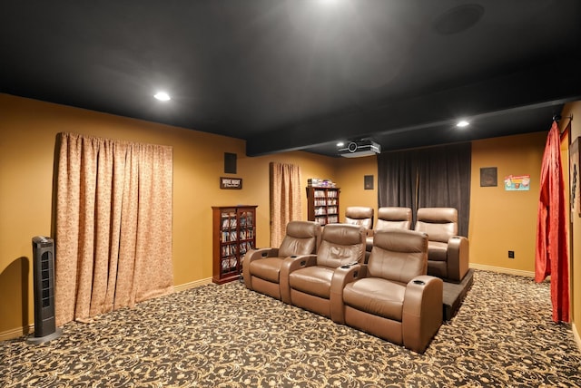 view of carpeted home theater