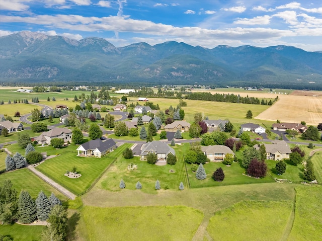 drone / aerial view with a mountain view