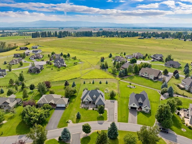 bird's eye view with a mountain view