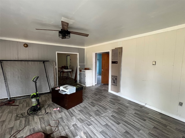 interior space featuring ceiling fan and hardwood / wood-style floors