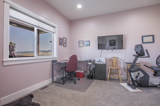 view of carpeted office space