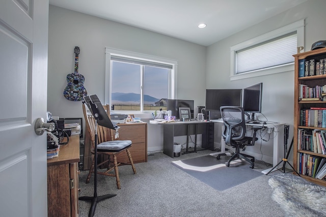 view of carpeted office space