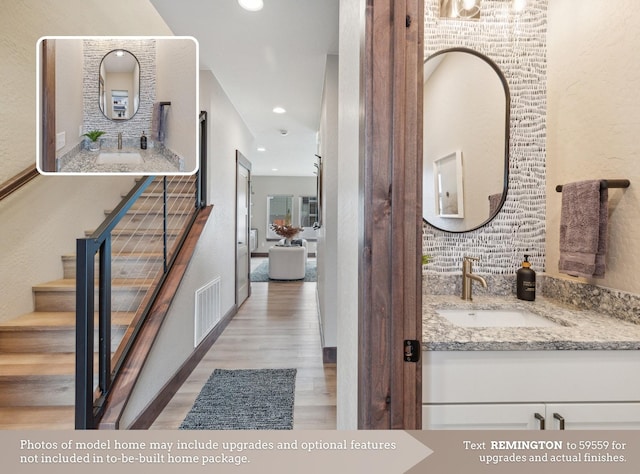 interior space featuring light hardwood / wood-style floors and sink