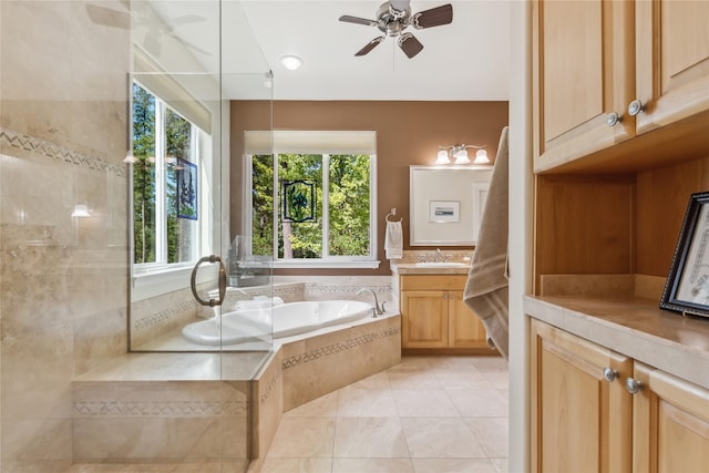 1550 Rolling Ridge Loop, Kalispell, MT 59901 - full bath featuring plenty of natural light, vanity, a bath, and ceiling fan