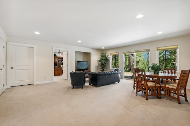 view of carpeted dining space