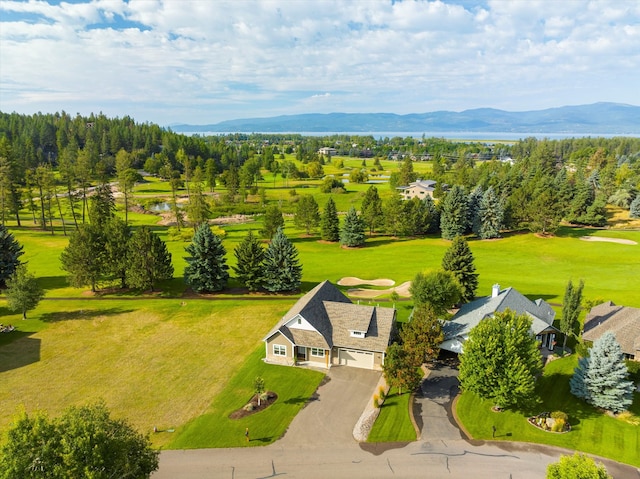 bird's eye view with a mountain view