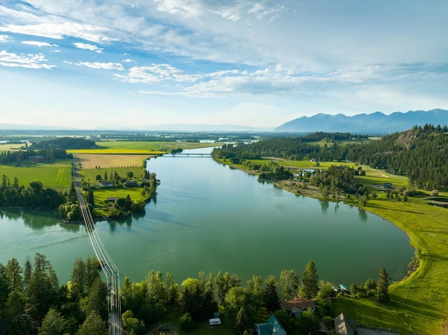 property view of water featuring a mountain view and a rural view