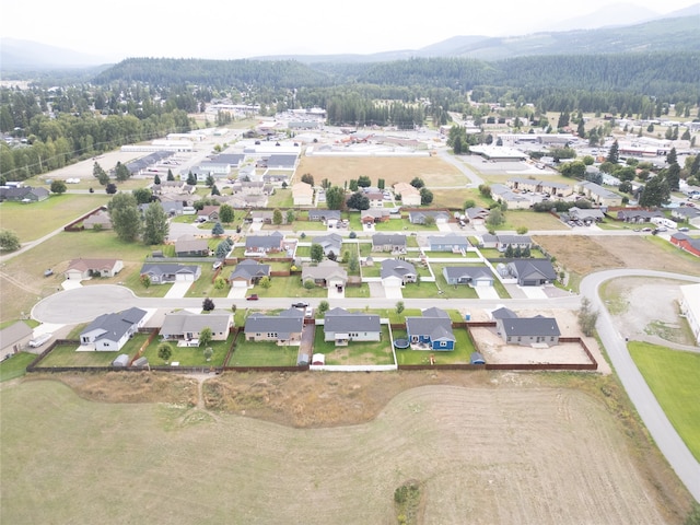 birds eye view of property featuring a mountain view