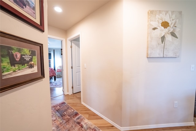 hall featuring light wood-type flooring