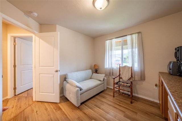 living area featuring light wood-type flooring