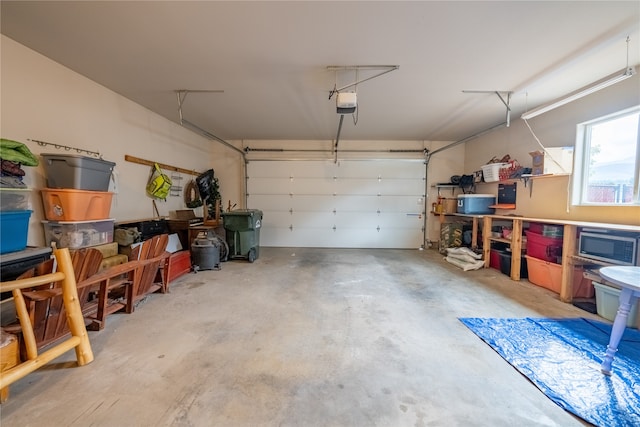 garage with a garage door opener