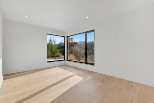 spare room with light wood-type flooring