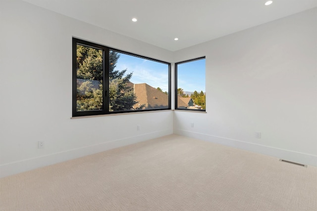 spare room with light colored carpet