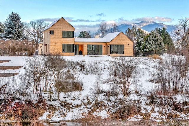 view of front of house with a mountain view