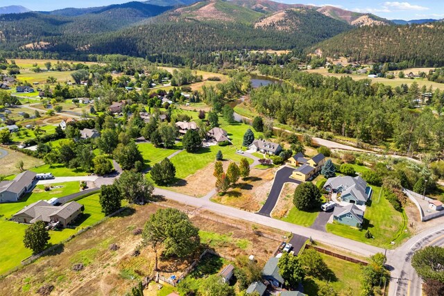 aerial view with a mountain view