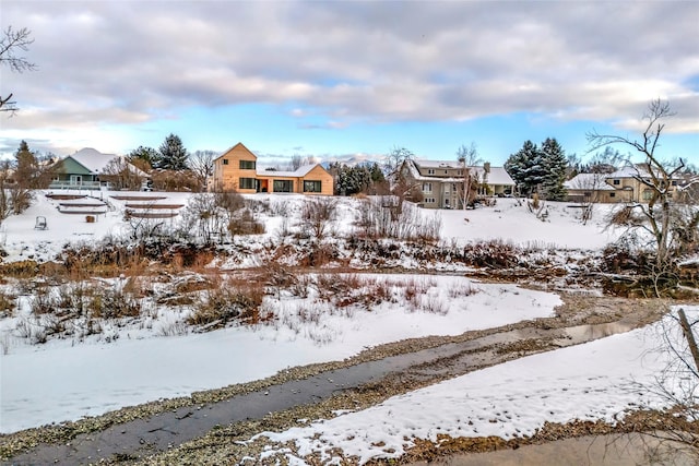 view of yard covered in snow