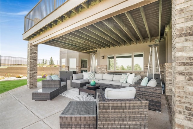 view of patio featuring an outdoor living space