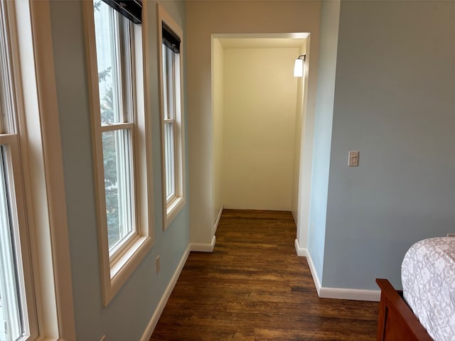 hall featuring dark wood-type flooring