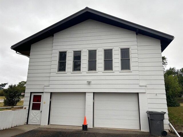 exterior space featuring a garage