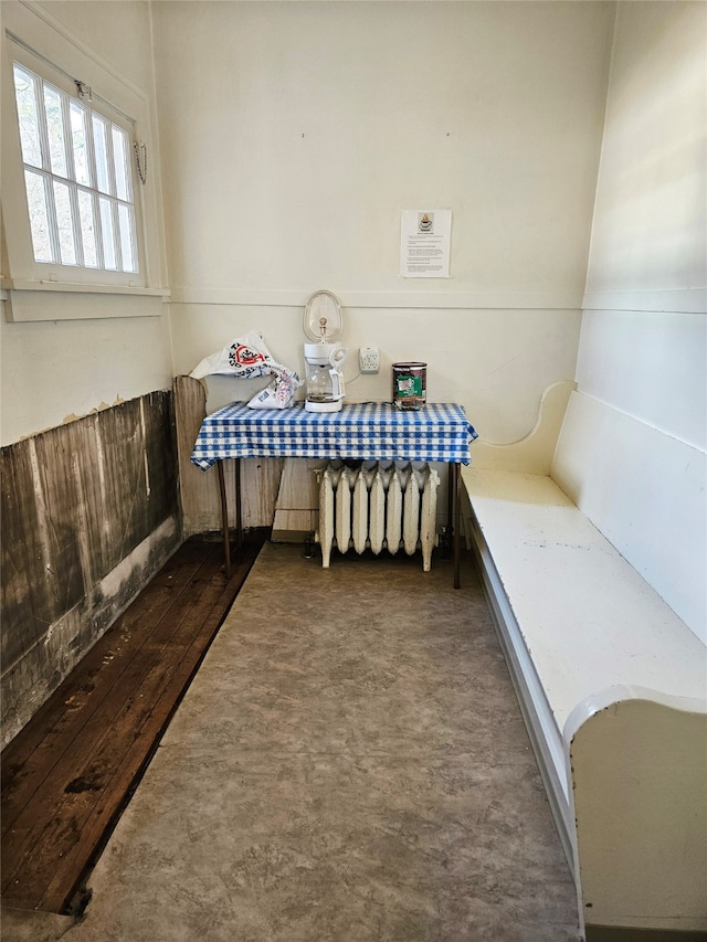 interior space featuring radiator and wood-type flooring