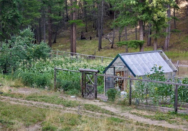 exterior space with an outdoor structure