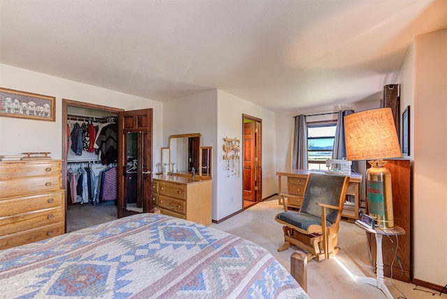 carpeted bedroom featuring a closet