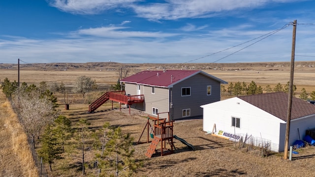 aerial view with a rural view