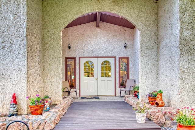 view of exterior entry with french doors