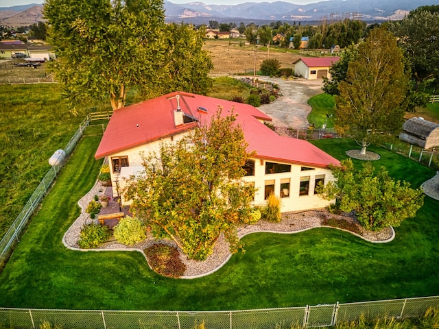 drone / aerial view with a mountain view