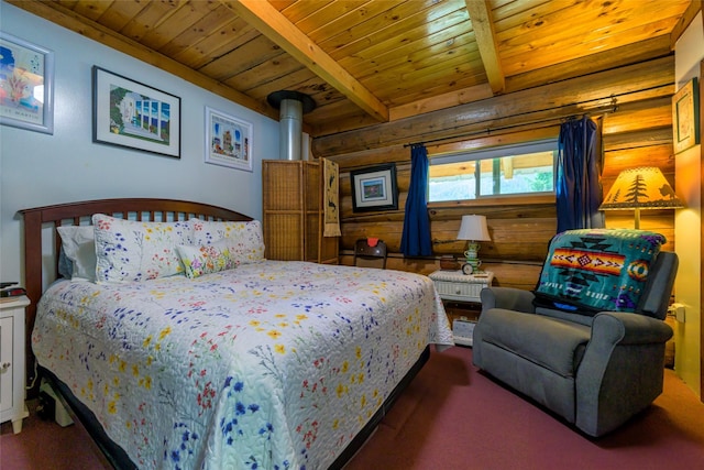 510 Johnson Ln, Superior, MT 59872 - carpeted bedroom featuring wooden ceiling and beamed ceiling