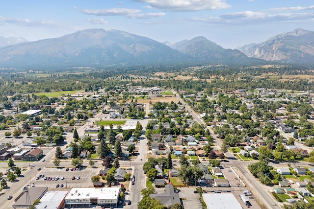 bird's eye view with a mountain view