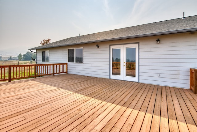 wooden deck with french doors