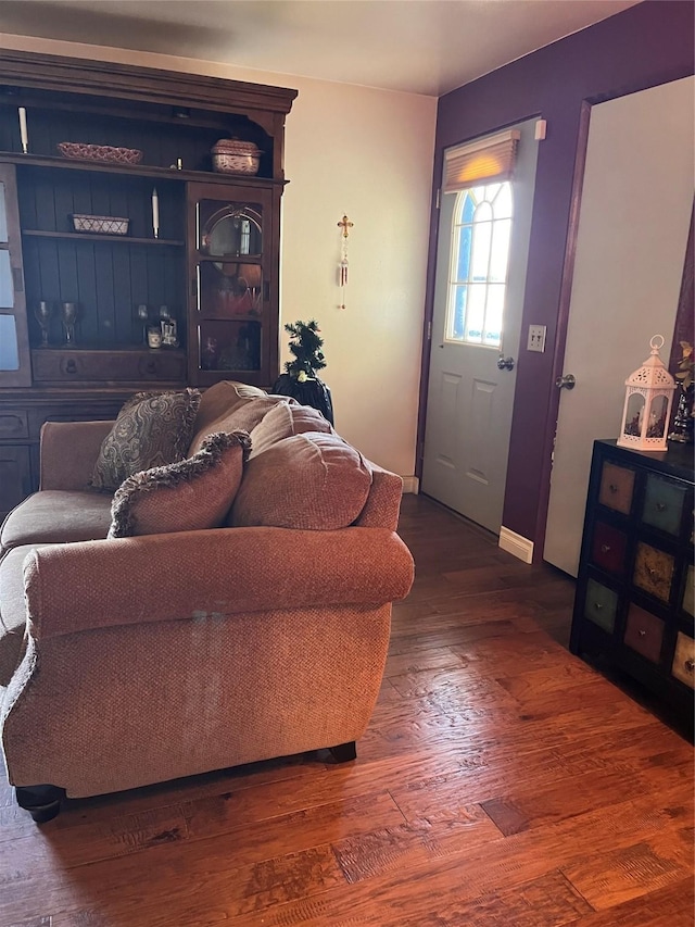 living room featuring dark wood finished floors