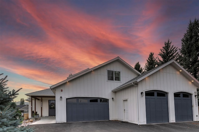 view of front of property with a garage