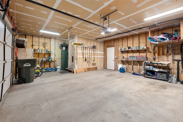 garage with a garage door opener