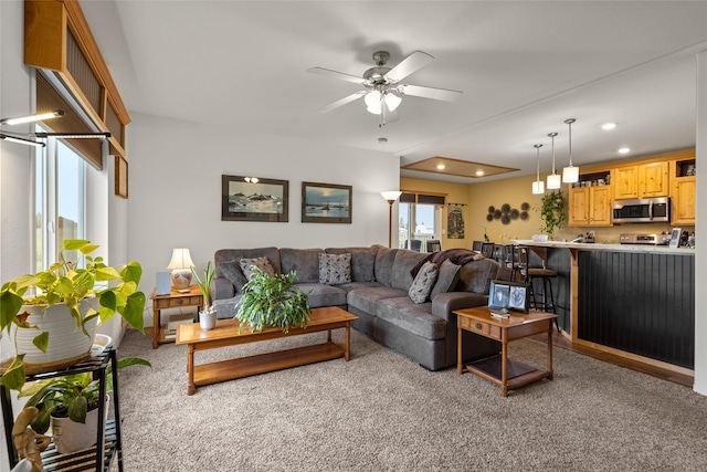 125 Ponderosa Ln, Kalispell, MT 59901 - living area with carpet, ceiling fan, and recessed lighting