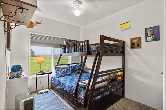 bedroom with carpet and ceiling fan