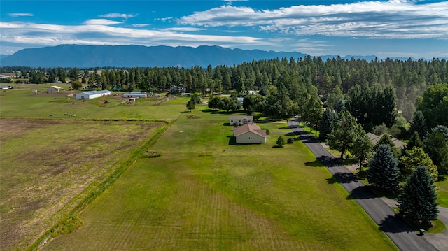 birds eye view of property featuring a mountain view