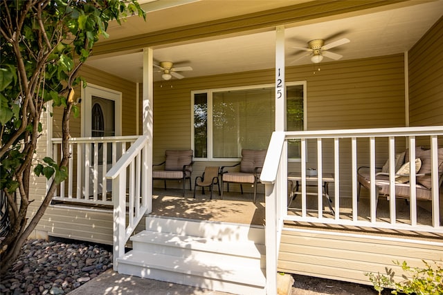 deck featuring ceiling fan