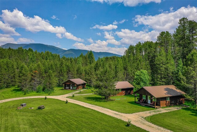 aerial view featuring a mountain view