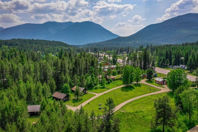 bird's eye view with a mountain view