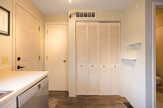 interior space with dark hardwood / wood-style flooring